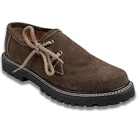 German Wear Haferlschuhe Trachtenschuhe Original Handmachart Trachten Lederschuhe aus Wildleder Echtleder Schuhe Dunkelbraun - 45 EU mit 2X Schnürsenkel – Ansicht 3