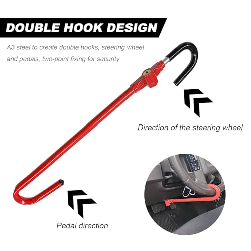 SHMZK Car Steering Wheel Lock, Anti-Theft Car Device Steering Wheel Pedal Brake Lock with Keys, Adjustable Security Steering Wheel Lock Fit Distance from Steering Wheel to Pedal Within 21-30" by SHMZK - Image 5