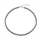 Aleasha 6mm Gray Pearl Necklace for Men Women 18