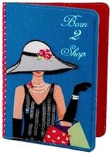 Women and Girls Travel Wallet Passport Holder, RFID Blocking, 5.5 x 4 inches (Born to Shop, Canvas)