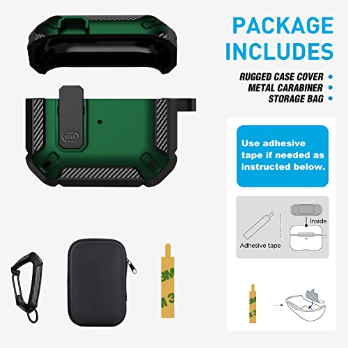 Maxjoy For Airpods 3 Case Cover 2021, Airpods 3 Protective Case With Lock Gen 3 Military Hard Shell Rugged Shockproof Cover With Keychain Compatible With Apple Airpods 3Rd Generation 2021, Green #TOP5
