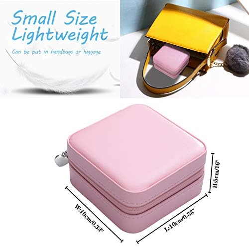Sylanfia Jewellery Box Organizer Small for Travel, Exquisite Jewellery Storage Box for Women, Light Mini Jewellery Case Organiser with Mirror for Ring Earring Necklace, Green Jewelry Gift Box Girls