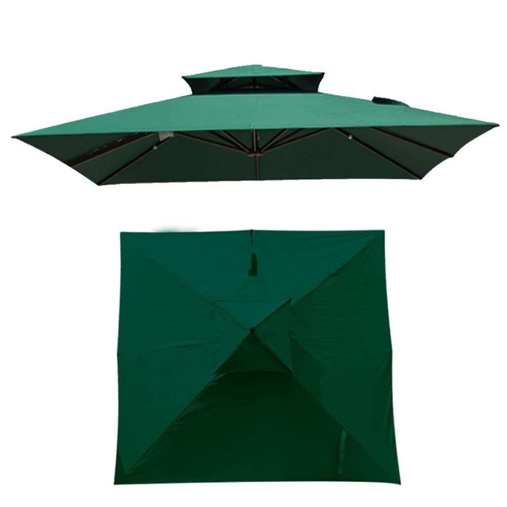 Parasol Déporté, Toile Parasol Deporte 3x3m, Parasol Terrasse,Parasol Carré, Parasol De Jardin Extérieur, Idéal Pour Jardin, Balcon Et Piscine (Auvent Uniquement)-300x300cm||Dark Green