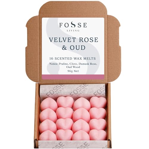 Fosse Living Velvet Rose & Oud Highly Scented Wax Melts 16 Pack - The Gift for Any Occasion - Made in the UK