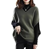 [ROKUA] ニットベスト レディース Vネック ポンチョ風 ノースリーブ ゆったり 体型カバー レイヤード 無地 フリーサイズ 5色 秋冬 春 通勤 カジュアル (JP, アルファベット, Free Size, グリーン)