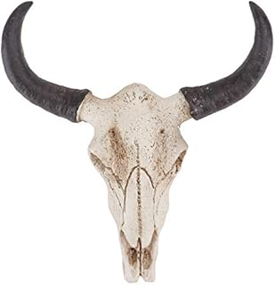 Homoyoyo Cow Skull Wall Decor Resin Animal Skull Long Horn Hanging Wall Cover Halloween Gifts Art Crafts Ornaments