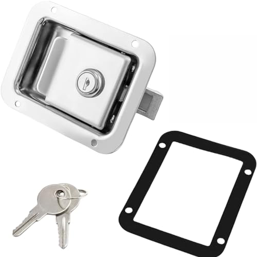 Image of Tool Box Lock with Keys for Truck Bed Toolbox Handle (1Pcs) | 5.5*4.25in Stainless Steel Heavy Duty Flush Mount Handle Latch for Trailer Door, RV, Camper, ATV, UTV