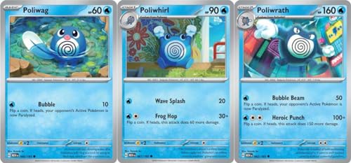 Poliwrath 062/165 - Poliwhirl Poliwag - Pokemon 151 - Evolution Card Lot