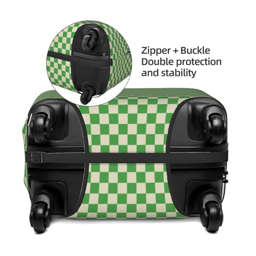 Green And White Chessboard Pattern Elastic Travel Luggage Covers Dustproof Scratch-Resistant Suitcase Protector Fit 22-24 Inch2