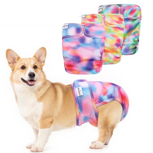 Image of Female Dog Diapers Reusable No Tail Hole Period Panties Washable 3 Pack Diapers Female for Docked-Tail Frenchie French Bulldog Boston Terrier Without Tail U-WWD03XS