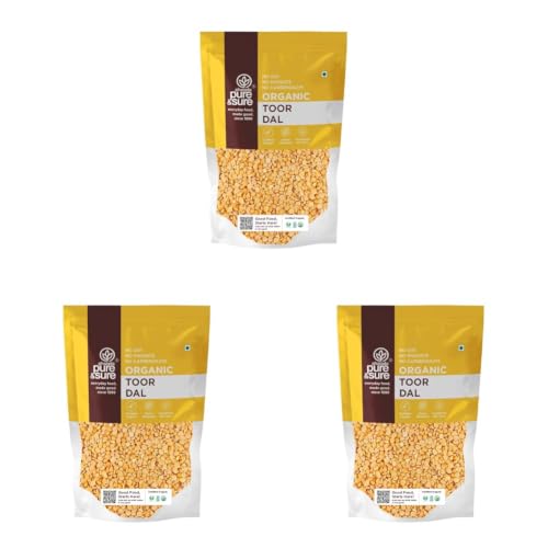 Image of Pure & Sure Organic Toor Dal - 500 gm | 100% Natural & Premium Arhar, Tur, Tuar Dal | Rich in Proteins & Fibers | Unpolished & Unadulterated (Pack of 3)