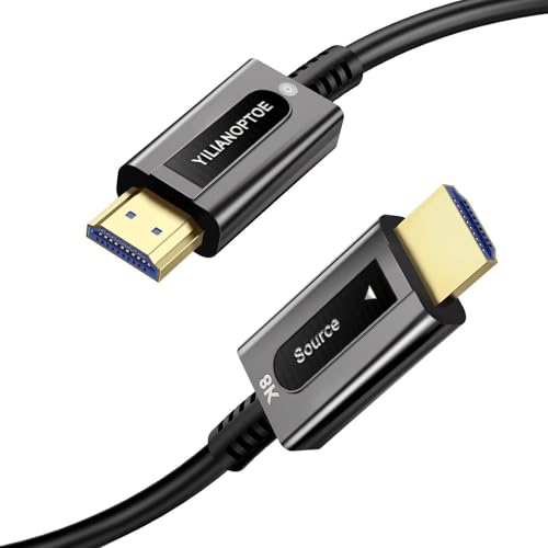 YilianOptoe Glasfaser HDMI Kabel 7.5M,Ultra High Speed HDMI 2.1 Kabel,48 Gbit/s,8K@60Hz,4K@120Hz,eARC HDR10 Dolby Vision für PS4/PS5,Xbox X/S,HDTV,Monitor,Heimkino,Gaming