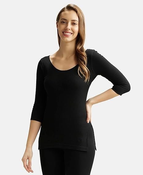 Image of Jockey 2503 Women Extra Warmth Super Combed Cotton Rich Three Quarter Sleeve Thermal Top with StayWarm Technology