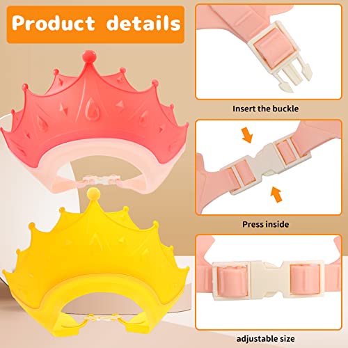 Baby Shower Cap Shield,Adjustable Silicone Bathing Hat,Cute Crown Shape Shampoo Hat,Soft Shower Protection Hat,Funny Hair Washing Shield,Bath Cap Visor Cap For Toddlers Kids Baby Children (Pink) #TOP2