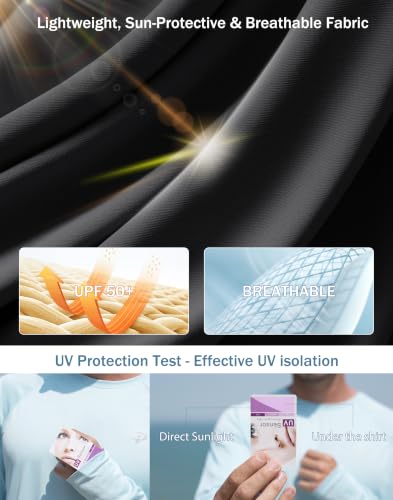 Image of Pudolla Men's Sun Protection Shirts UV SPF UPF 50+ Rash Guard Long Sleeve Lightweight Quick Dry Brethable Swimming Fishing