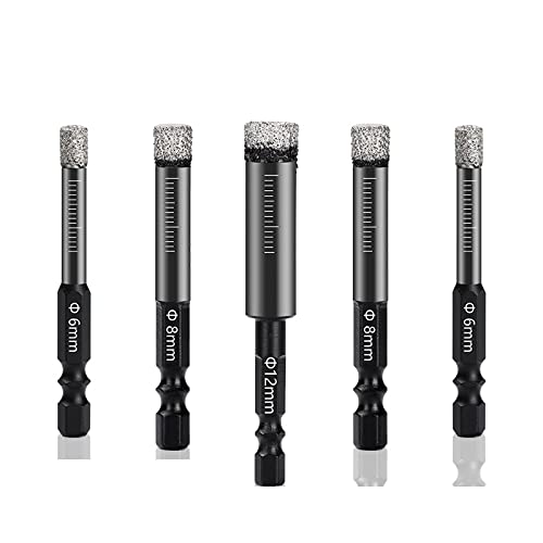 Juego de 5 brocas diamantadas secas para perforar granitos miniatura 1