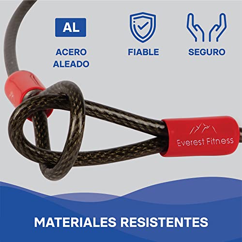 Everest Fitness - Cable de acero con ojales, cable de seguridad revestido de plástico, cable de 76 cm hasta 20 m de longitud, robusto candado ideal como cable antirrobo para bicicleta - imagen 2