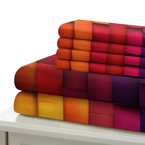 Linge de lit avec taie d'oreiller imprimé en 3D rayures colorées 220x240cm abstrait - 7