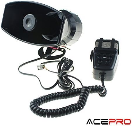 Acepro 12v 115db 7 Tone Car Siren Speaker, Siren Horn with Mic Pa System Emergency Sound