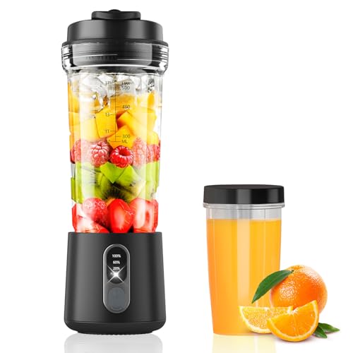 Foyucool Portable Blender for Smoothies and Shakes, 2 Portable Blender Cups, 17 &10 oz Cordless...