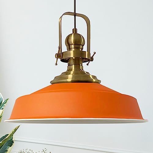 bamyum Asletl Pendant Light Vintage Metal 41 cm, Lamp Shades Ceiling, Kitchen Lights Ceiling E27, Industrial Lamp Shades Ceiling, Metal Pendant Light Fitting for Living Room, Colour Copper