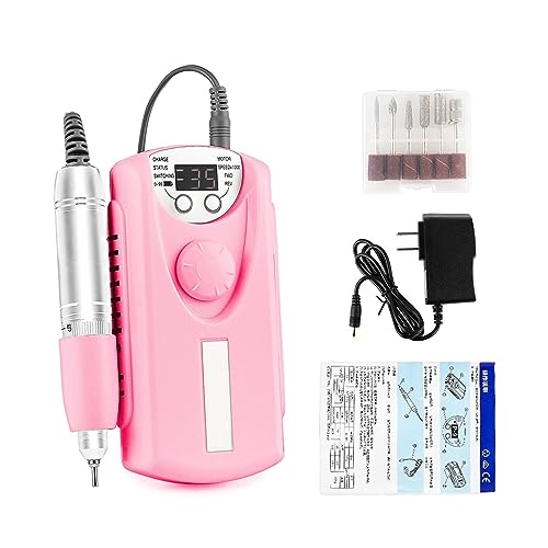 Torno para Uñas, Taladro de uñas inalámbrico, máquina amoladora de manicura, lima de uñas de 35000RPM, máquina pulidora, fresadora de uñas, herramienta de Arte de uñas para Salón DIY Principiantes Muj