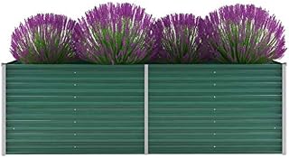 Festnight Garden Planter Large Plant Vegetable Trough Raised Bed Galvanised Steel 240x80x77cm Green