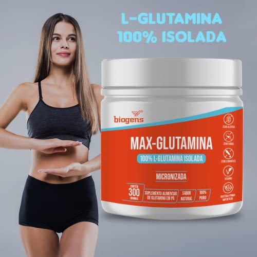 Max Glutamina, L-Glutamina 100% Isolada Micronizada, 300 gramas, Biogens