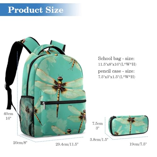Sac à dos vert art libellule 70 grand format idéal pour le collège et le lycée