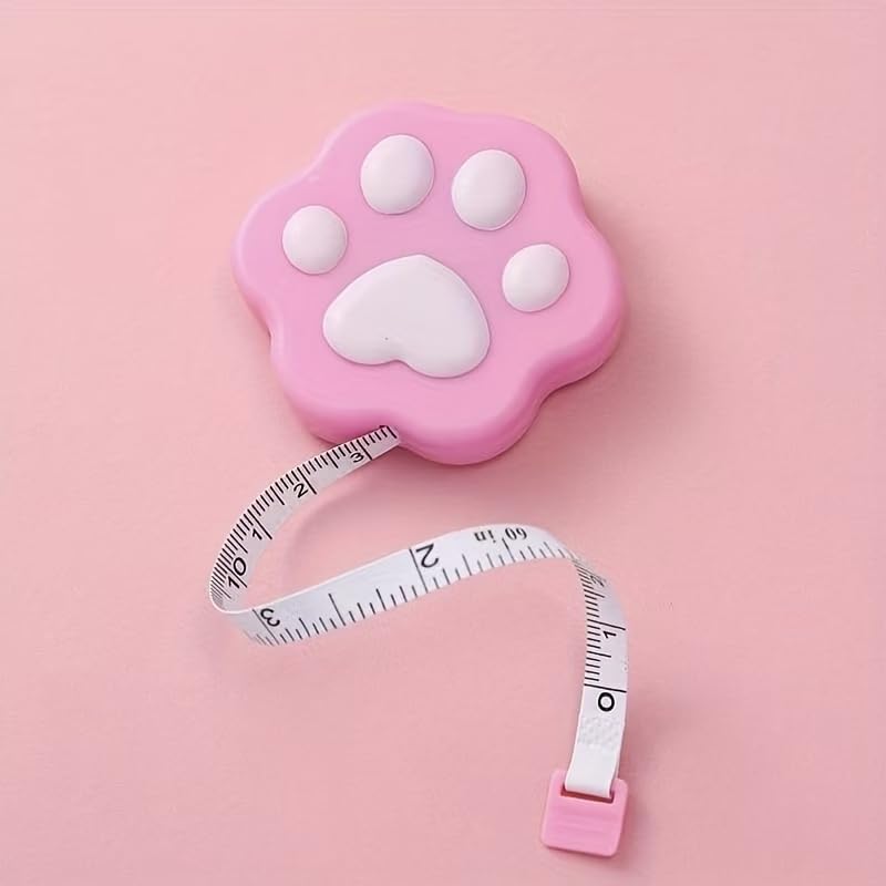 1 Pink Automatic Ruler with paw Print and paw Print - Suitable for pet Measurement, cat Owner Gifts, Office and Home use - a Small Portable Tape Measure Suitable for cat Enthusiasts