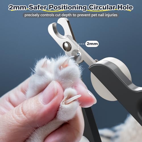Euqvunn Krallenschere Katzen, Professional Krallenschere Kaninchen mit Doppelschneide und LED Beleuchtung, für Kätzchen, Kaninchen, Meerschweinchen, Welpen, Mittlere und Kleine Tiere (Grau Weiß)