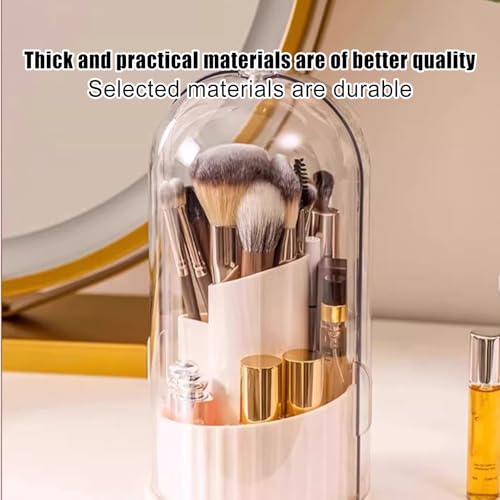 Boîte de rangement cosmétique rotative pour coiffeuse propre et pinceaux protégés
