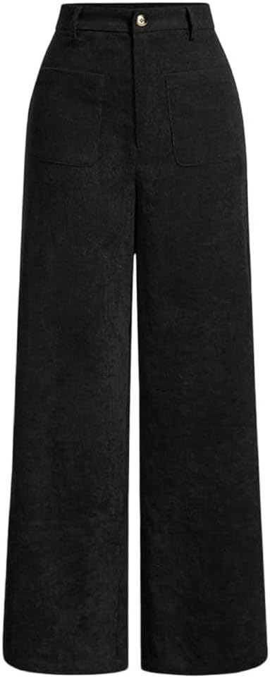 Women's Solid Color Pocket Button Front Wide Leg Pants