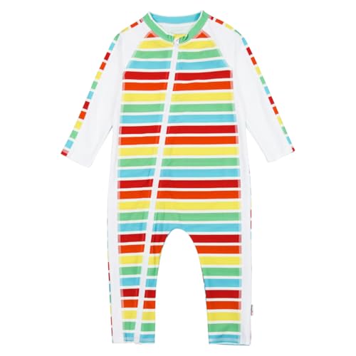 SwimZip Boys' Long-Sleeve UPF 50+ Swimsuit for Baby, Toddler, & Little Boys Rainbow
