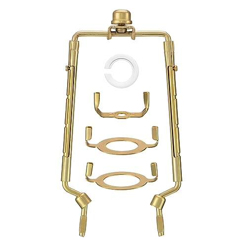 Eifhyt EIF23010-AH3 Lamp Shade Holder Set 7.5 8.5 9.5 10.5 Inch Adjustable Lamp Harp Liftable Shade Holder For Table And Floor Lamps With 3/8 Standard Saddle Finail And E14 E26 E27 Lamp Base Uno Adapter Brass cover