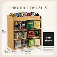 Zbozzba Teebeutel Organizer Stehend Bambus, Teeregal Hochkant aus Holz mit 12 Staufächern,Gewürzregal Stehend, Teeboxen für teebeutel Tee Aufbewahrung, für Küche, Büro, Zuckerpackungen – Ansicht 2