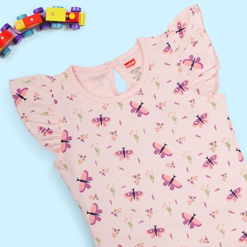 Image of LuvLap Baby Girls Regular Fit 100% Cotton Half Sleeves Girls Top CoSet Pack of 3