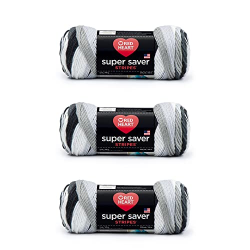 Image of Red Heart Super Saver Yarn, 3 Pack, Newspaper Stripe 3 Count