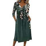 Sleepshirt Damen Baumwollkleid Winter Pijamas Kleid Party Kleider 3/4 Arm Modal Schlafanzug A-Linie...