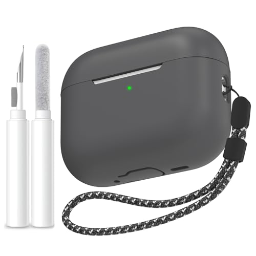 AhaStyle AirPods Pro 3 �P�[�X�J�o�[ (2025) �N���[�j���O�L�b�g�t���\�t�g�V���R���� AirPods Pro ��3����P�[�X �X�g���b�v�t���t���{�f�B�ϏՌ��J�o�[ �X�L�� Apple AirPods Pro ��3���� 2025�N
