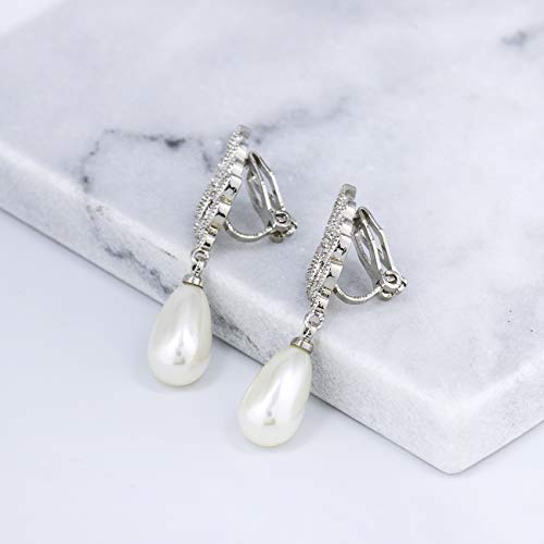 YOQUCOL Leaf-shape Dangle Drop Earring Simulated Pearl Cubic Zirconia Crystal Earring For Women4