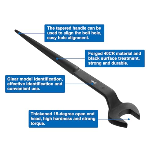 HARFINGTON Single Open End Spanner Wrench 32mm 15 Degree Angle Single Open End Metric Construction Spanner Wrenches with 60°Offset Handle for Automotive Mechanical Maintenance by HARFINGTON - Used condition - Image 4