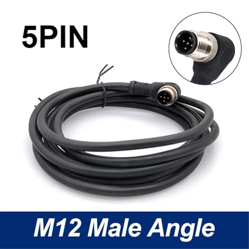 Conector M12 macho de 5 pines en ángulo recto con cable PVC de 2 metros para sensor 2