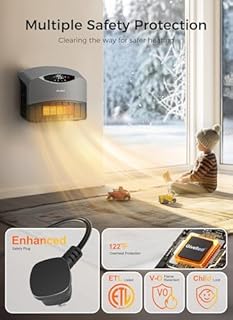 GiveBest Smart Wall Heater with WiFi and Remote Control, 1500W, Floor or Wall Mounted, 3 Heating Modes, Electric Heater with Thermostat for Living Room, Garage, Grey