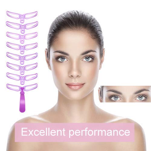 Eyebrow Stencil 8 Styles Eyebrow Template，GOMING DIY Grooming Eyebrow Shaping Kit，Washable Reusable Eyebrow Shaping Template with Handle and Strap