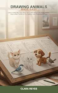 Drawing Animals Made Easy: Learn to Draw Cats, Dogs, Birds, Farm & Wild Animals with Simple Shapes -- Step-by-Step Tutorials for Fur, Feathers, Eyes, Proportions ... & Paint Made Easy Book 7) (English Edition)