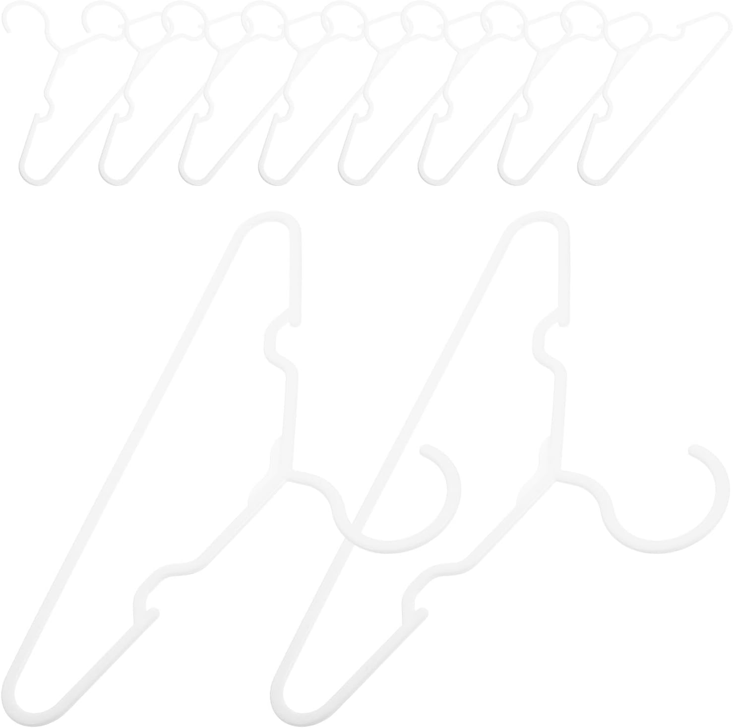 KALLORY 50pcs White Ultra Thin Plastic ’s Clothes Hangers Non-Slip Shirt Hangers Space-Saving Design for Nursery Closet Boy Girl