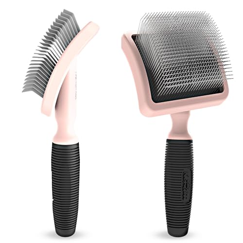 Kenchii Long Pin Slicker Brush for Dogs (Poodles Doodles Goldendoodles Labradoodles) Professional Grooming Brush for Detangling Fluffing & Dematting Non-Slip Comfort Handle