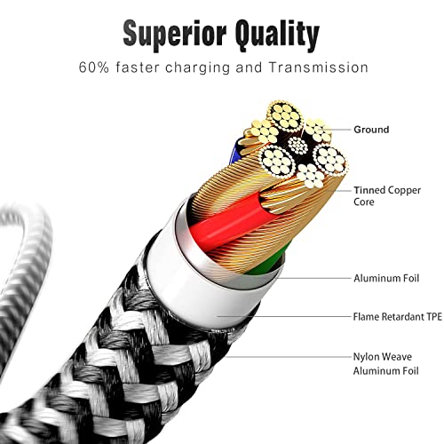 Iphone Charger Cable 3Pack 6Ft, [Apple Mfi Certified] Lightning Cable Cord Nylon Braided Iphone Charger Fast Charging Compatible With Iphone 14 13 12 11 Pro Max Xr Xs X 8 7 6 Plus Se/Ipad/Ipod #TOP1