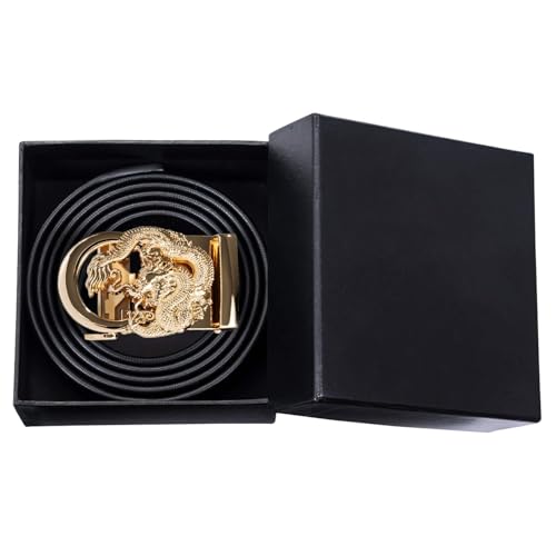 Dubulle Designer Mens Belts, Sliding Automatic Buckle Ratchet Dress Belt TOP Genuine Leather Strap Gifts